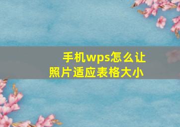 手机wps怎么让照片适应表格大小