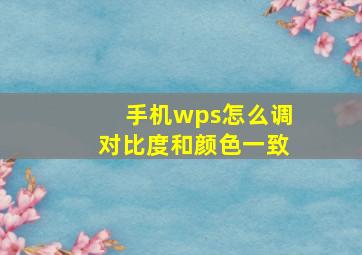 手机wps怎么调对比度和颜色一致