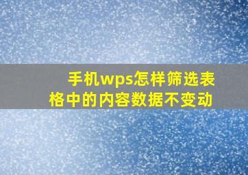 手机wps怎样筛选表格中的内容数据不变动