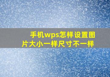 手机wps怎样设置图片大小一样尺寸不一样