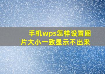 手机wps怎样设置图片大小一致显示不出来