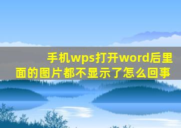 手机wps打开word后里面的图片都不显示了怎么回事