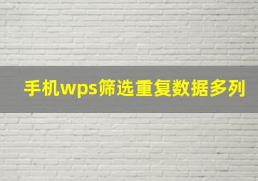 手机wps筛选重复数据多列