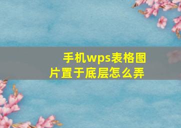 手机wps表格图片置于底层怎么弄