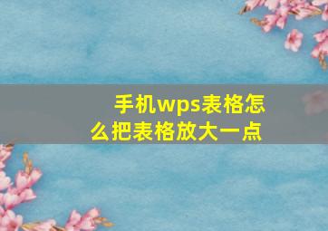 手机wps表格怎么把表格放大一点