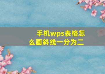 手机wps表格怎么画斜线一分为二