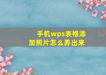 手机wps表格添加照片怎么弄出来