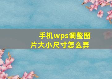 手机wps调整图片大小尺寸怎么弄