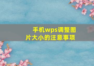 手机wps调整图片大小的注意事项