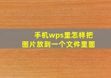 手机wps里怎样把图片放到一个文件里面