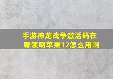 手游神龙战争激活码在哪领啊苹果12怎么用啊