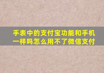 手表中的支付宝功能和手机一样吗怎么用不了微信支付