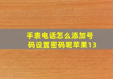 手表电话怎么添加号码设置密码呢苹果13