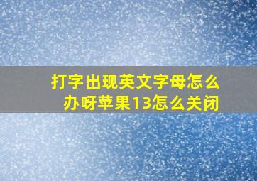 打字出现英文字母怎么办呀苹果13怎么关闭