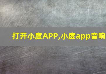 打开小度APP,小度app音响