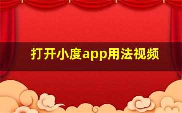 打开小度app用法视频