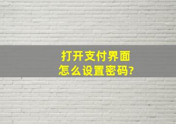 打开支付界面怎么设置密码?