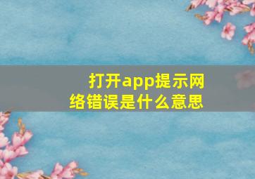 打开app提示网络错误是什么意思