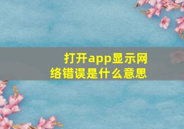 打开app显示网络错误是什么意思