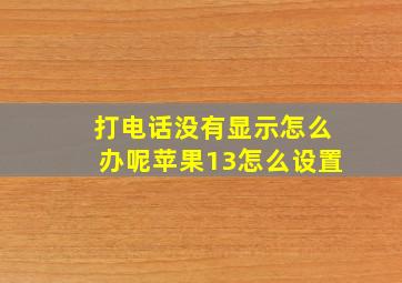 打电话没有显示怎么办呢苹果13怎么设置