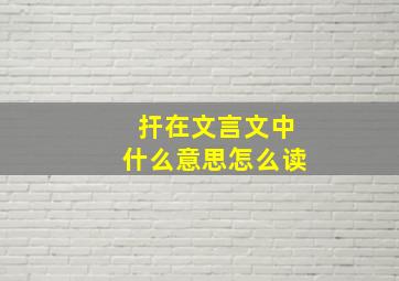 扞在文言文中什么意思怎么读