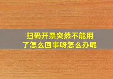 扫码开票突然不能用了怎么回事呀怎么办呢