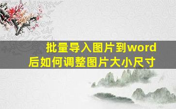 批量导入图片到word后如何调整图片大小尺寸