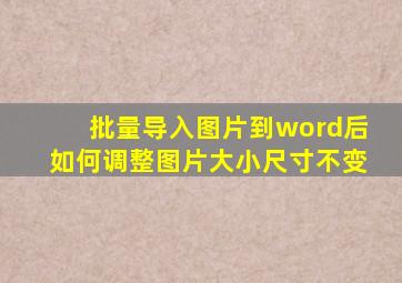 批量导入图片到word后如何调整图片大小尺寸不变