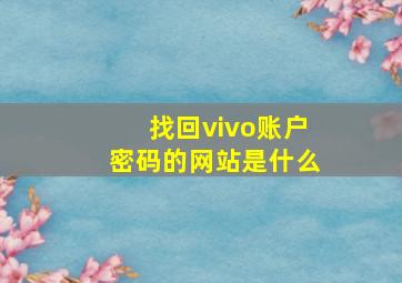 找回vivo账户密码的网站是什么