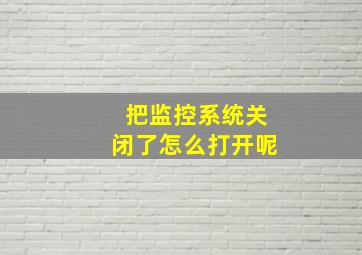 把监控系统关闭了怎么打开呢