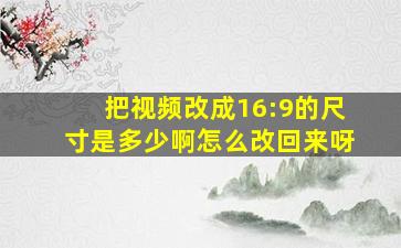 把视频改成16:9的尺寸是多少啊怎么改回来呀