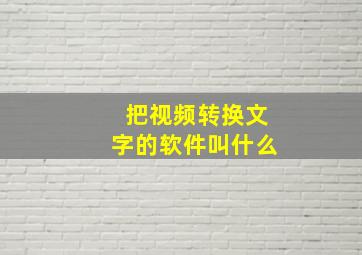 把视频转换文字的软件叫什么