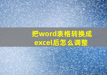 把word表格转换成excel后怎么调整