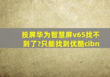 投屏华为智慧屏v65找不到了?只能找到优酷cibn