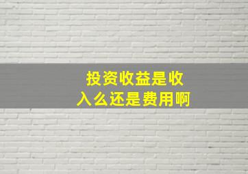 投资收益是收入么还是费用啊