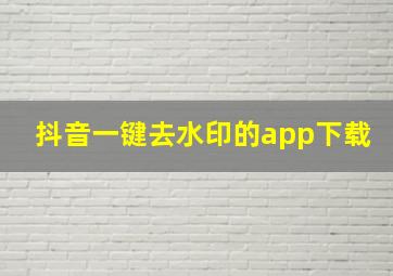 抖音一键去水印的app下载