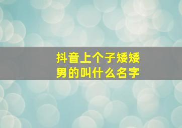 抖音上个子矮矮男的叫什么名字