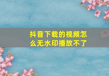 抖音下载的视频怎么无水印播放不了