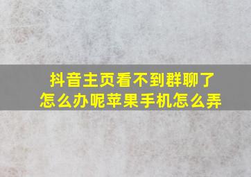 抖音主页看不到群聊了怎么办呢苹果手机怎么弄