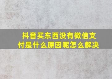 抖音买东西没有微信支付是什么原因呢怎么解决