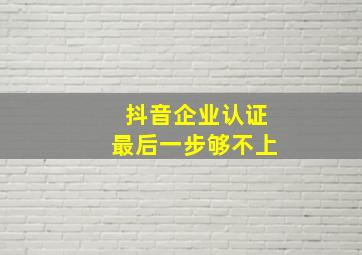 抖音企业认证最后一步够不上