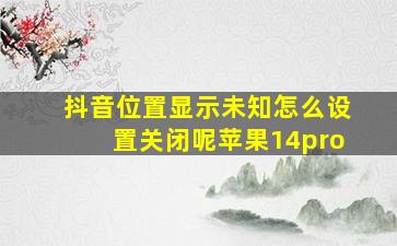 抖音位置显示未知怎么设置关闭呢苹果14pro