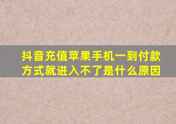 抖音充值苹果手机一到付款方式就进入不了是什么原因