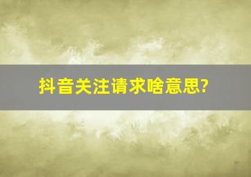 抖音关注请求啥意思?