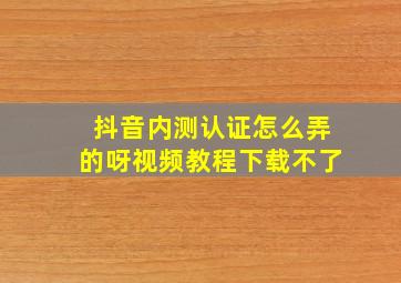 抖音内测认证怎么弄的呀视频教程下载不了