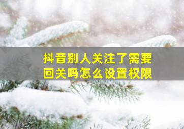 抖音别人关注了需要回关吗怎么设置权限