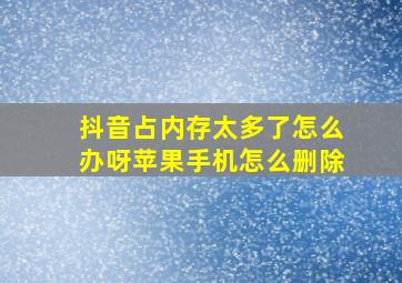 抖音占内存太多了怎么办呀苹果手机怎么删除