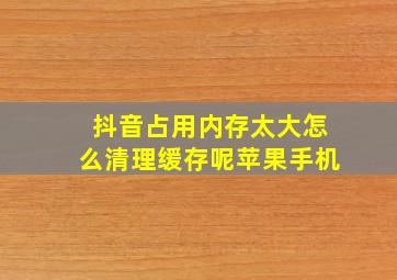 抖音占用内存太大怎么清理缓存呢苹果手机