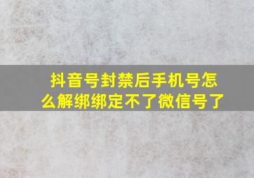 抖音号封禁后手机号怎么解绑绑定不了微信号了