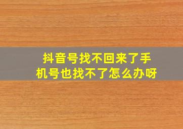 抖音号找不回来了手机号也找不了怎么办呀